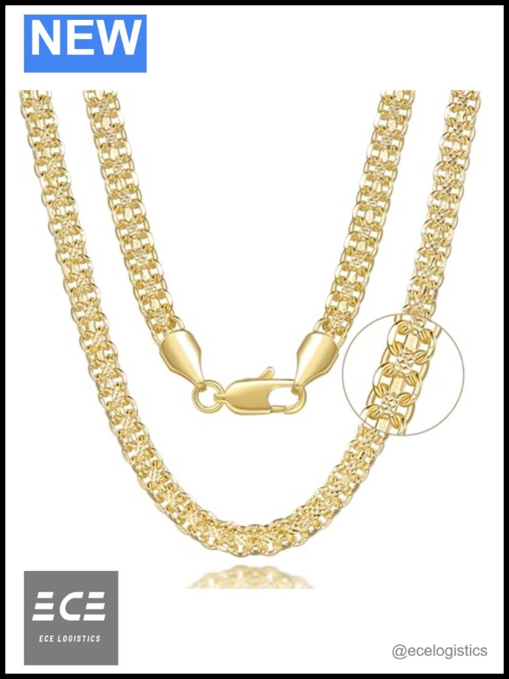 14K Gold Plated Cuban Link Chain Necklace 24in Layered Chunky Lobster Clasp